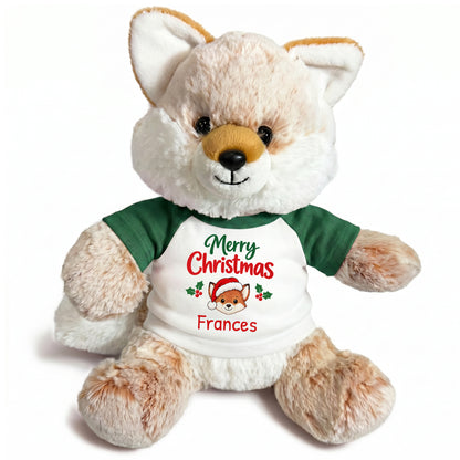Personalized Christmas Stuffed Fox - 11 Inch Plush Fancy Fox