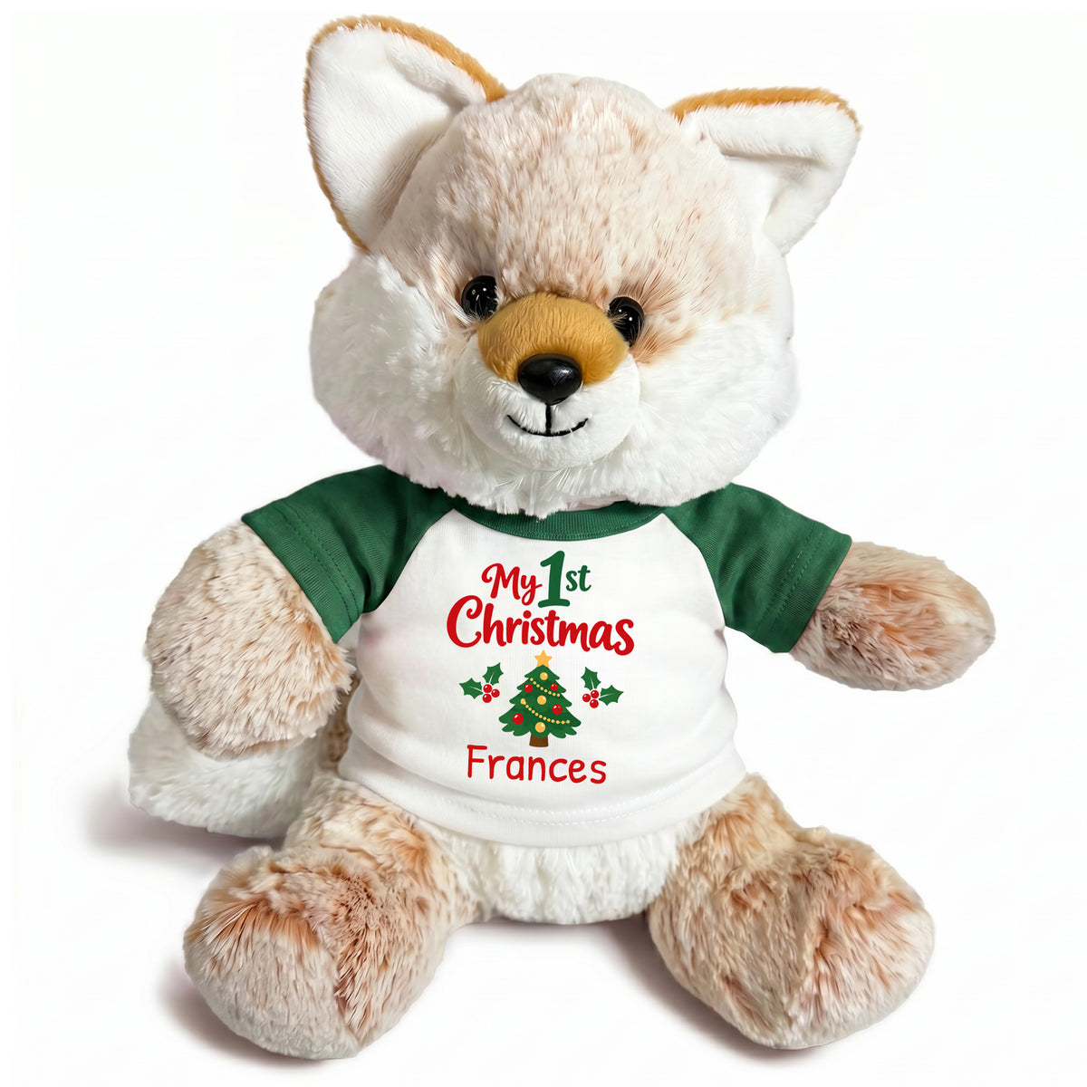 Personalized Christmas Stuffed Fox - 11 Inch Plush Fancy Fox