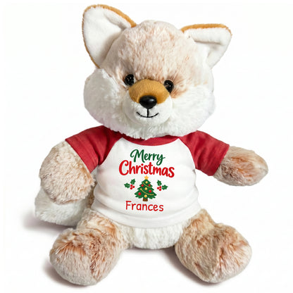 Personalized Christmas Stuffed Fox - 11 Inch Plush Fancy Fox
