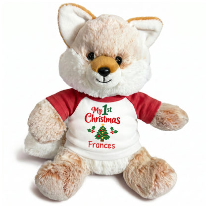 Personalized Christmas Stuffed Fox - 11 Inch Plush Fancy Fox