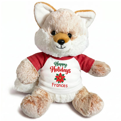 Personalized Christmas Stuffed Fox - 11 Inch Plush Fancy Fox