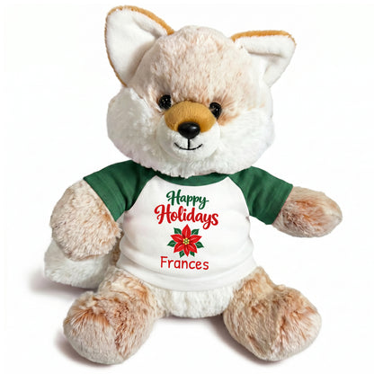 Personalized Christmas Stuffed Fox - 11 Inch Plush Fancy Fox