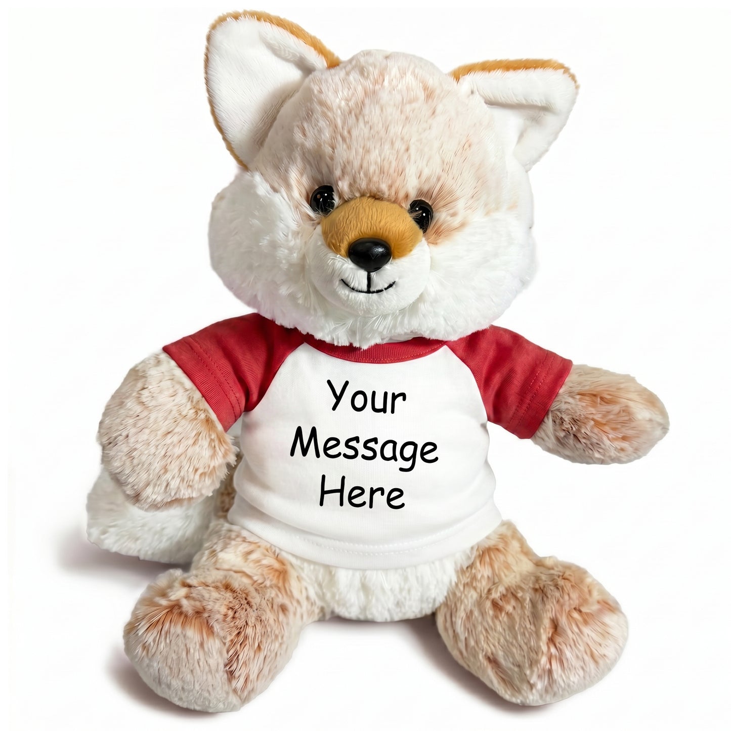 Personalized Stuffed Fox - 11 Inch Fancy Fox - Red Shirt
