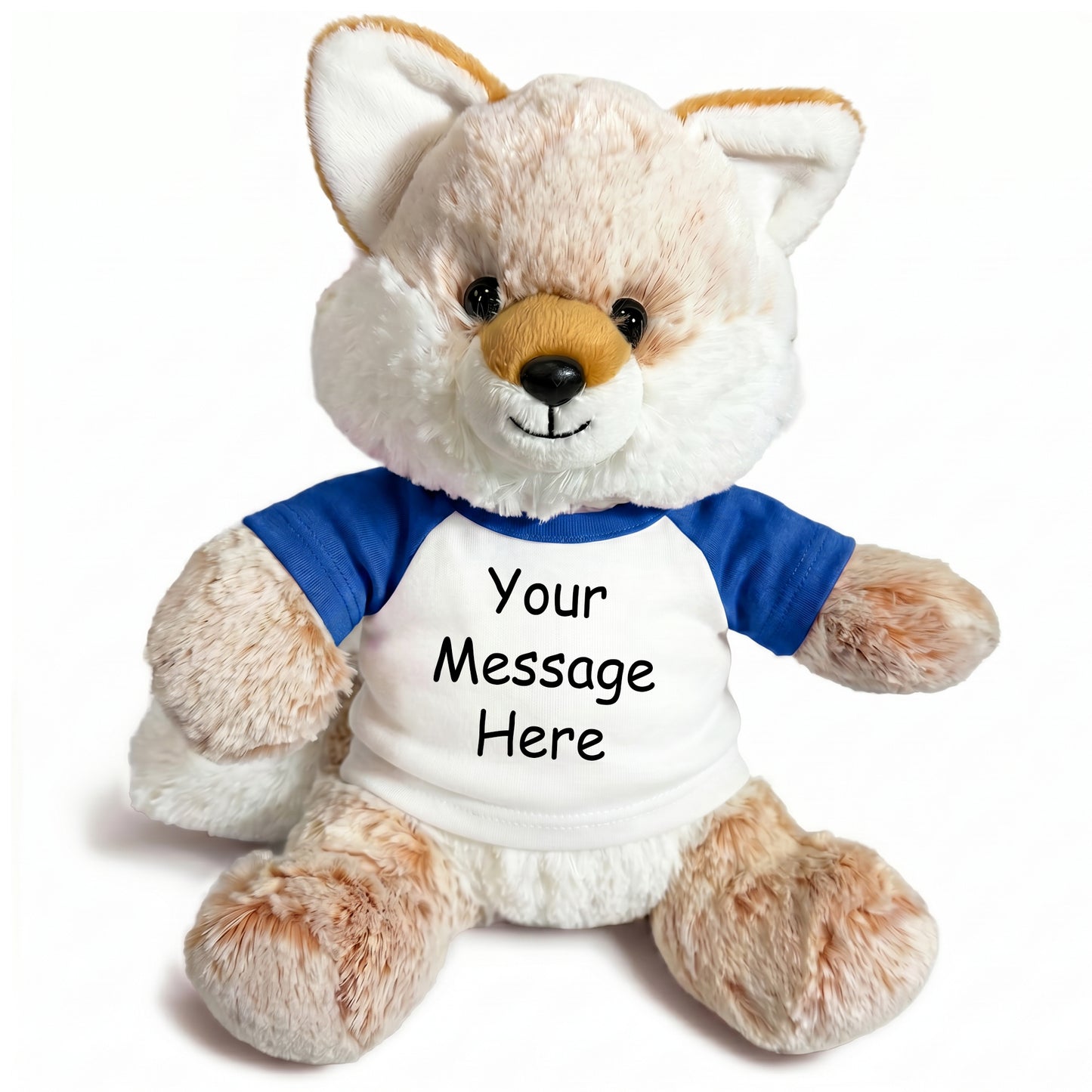 Personalized Stuffed Fox - 11 Inch Fancy Fox - Royal Blue Shirt