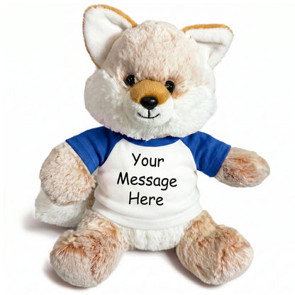 Personalized Stuffed Fox - 11 Inch Fancy Fox - Royal Blue Shirt