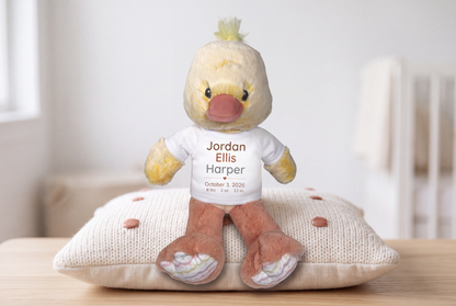 Personalized Stuffed Duck for Baby Girl or Boy - 12 Inch Dani Duck