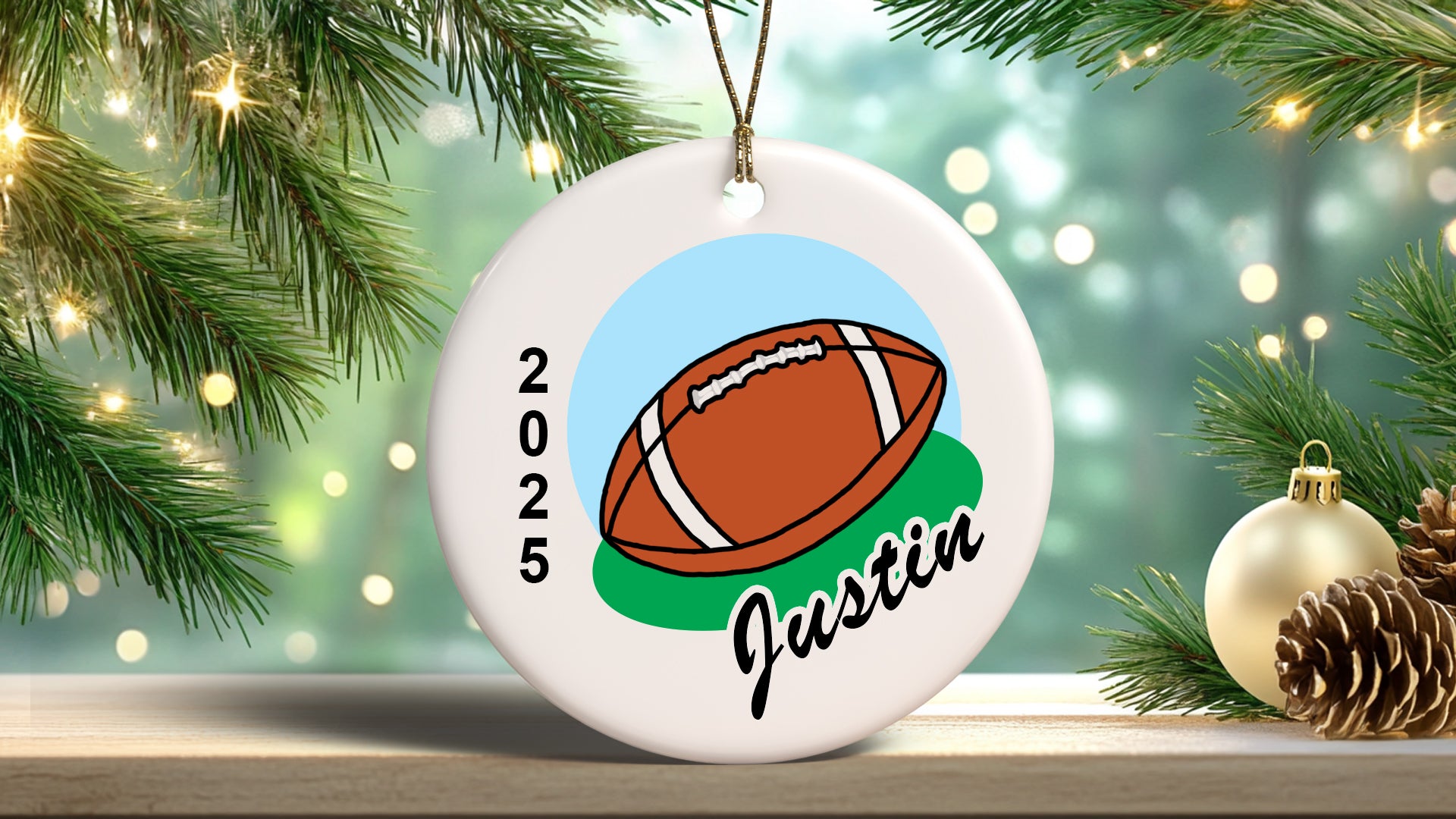 Football Personalized Christmas Ornament