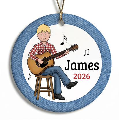 Guitar Boy Personalized Christmas Ornament