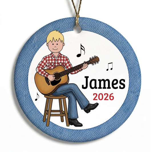 Guitar Boy Personalized Christmas Ornament