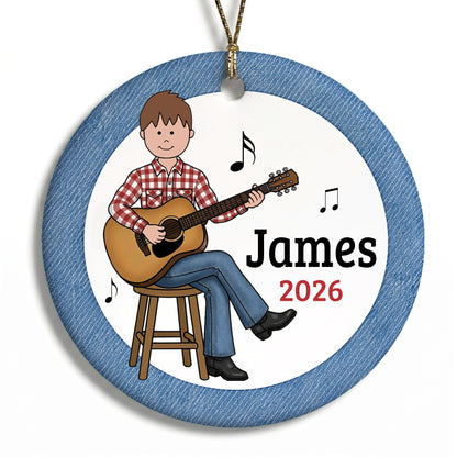 Guitar Boy Personalized Christmas Ornament
