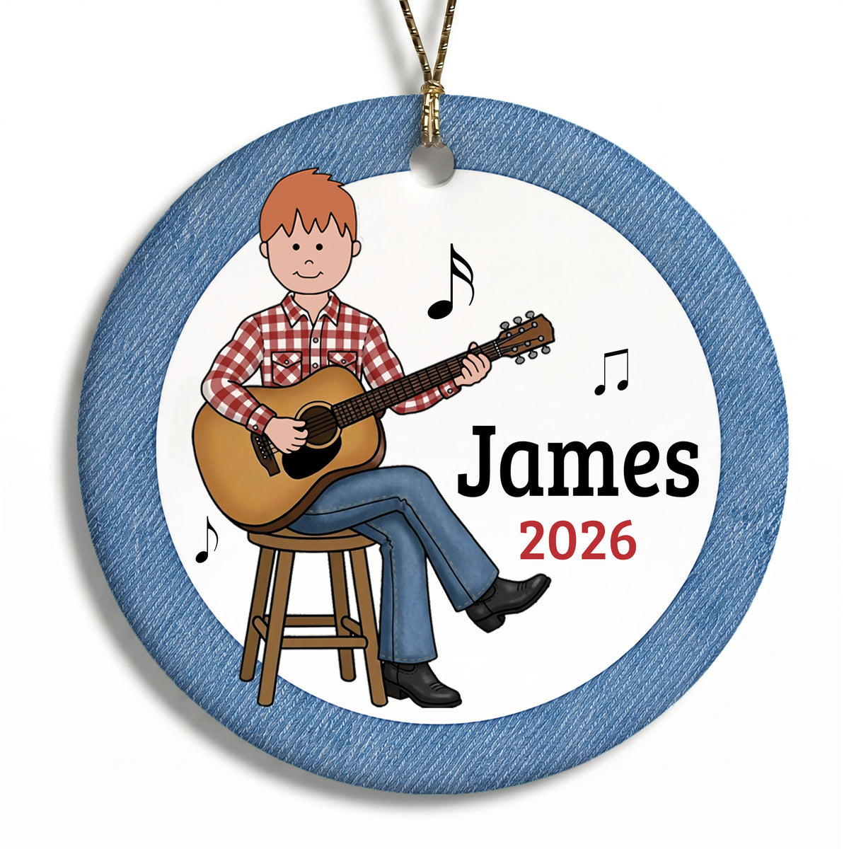 Guitar Boy Personalized Christmas Ornament