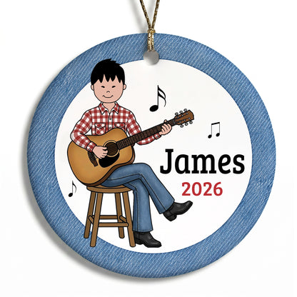 Guitar Boy Personalized Christmas Ornament