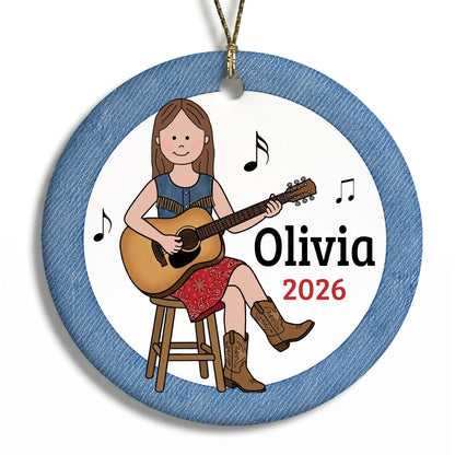Guitar Girl Personalized Christmas Ornament