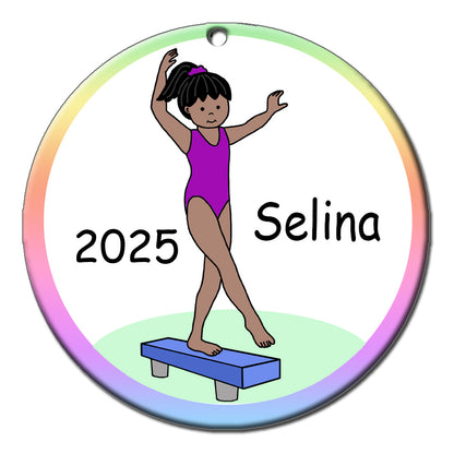 Gymnastics Christmas Ornament - Girl on Beam Design