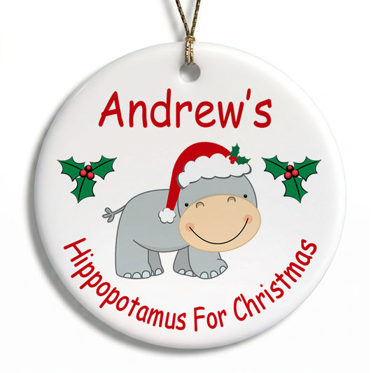 Hippopotamus for Christmas Personalized Christmas Ornament