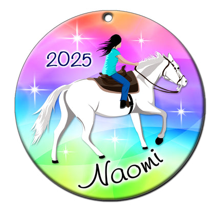 Horse Dreams Personalized Christmas Ornament - Rainbow Ride