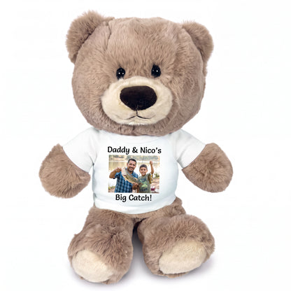 Personalized Teddy Bear - 11 inch Hug-a-Wug Bear with Photo & Text - White Shirt