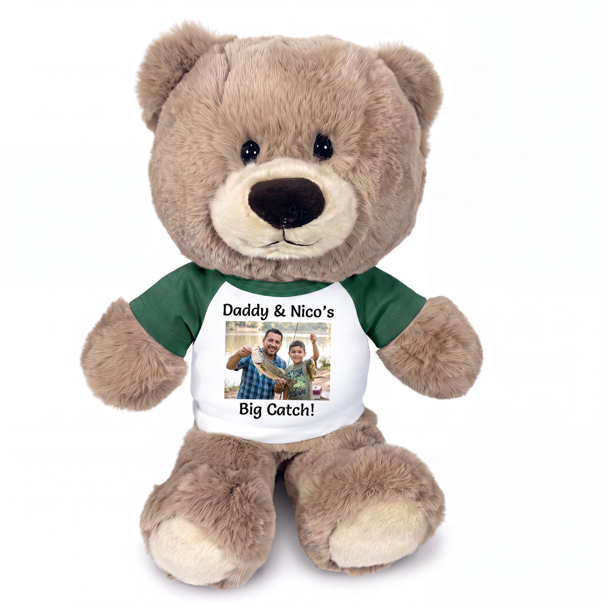 Personalized Teddy Bear - 11 inch Hug-a-Wug Bear with Photo & Text - Green Shirt