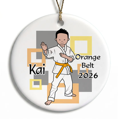 Martial Arts or Karate Kid Personalized Christmas Ornament - Boy - Asian