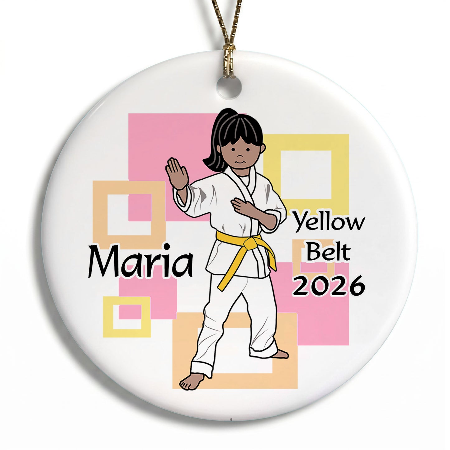 Martial Arts or Karate Kid Personalized Christmas Ornament - Girl