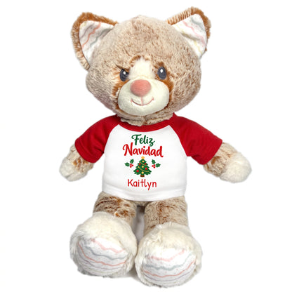 Personalized Christmas Stuffed Cat - 12 Inch Plush Kit Kitten