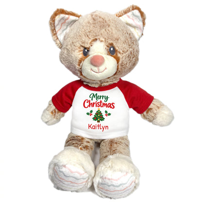 Personalized Christmas Stuffed Cat - 12 Inch Plush Kit Kitten