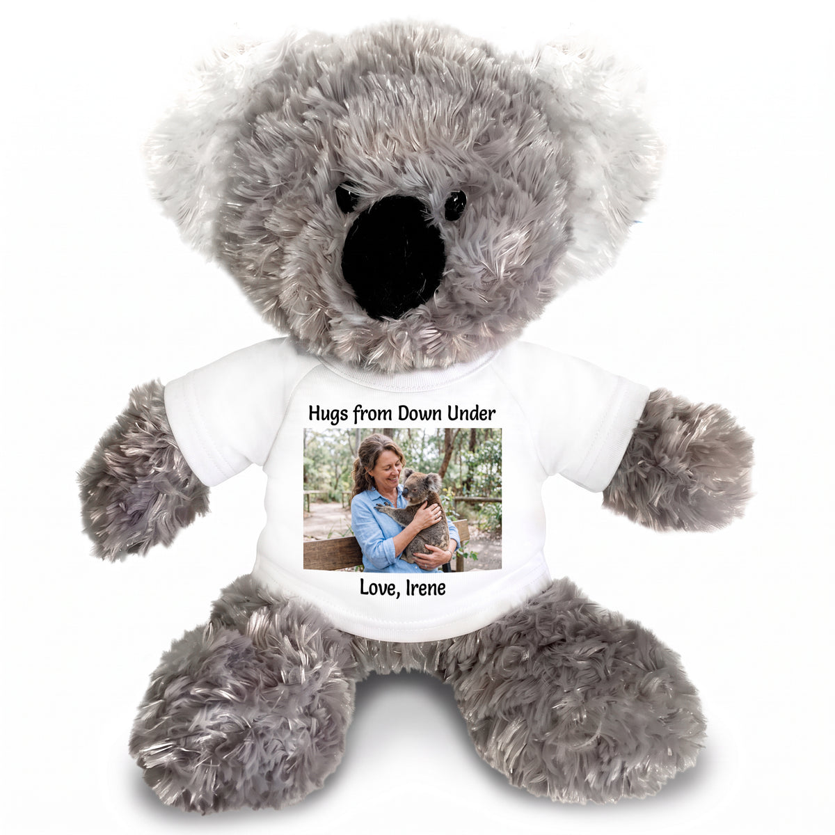 Personalized Stuffed Koala - 12" Tubbie Wubbies Koala with Photo and/or Text - White Shirt