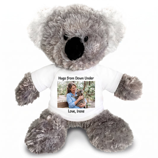 Personalized Stuffed Koala - 12" Tubbie Wubbies Koala with Photo and/or Text - White Shirt
