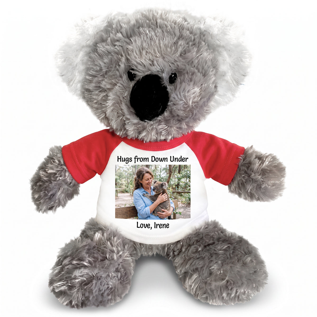 Personalized Stuffed Koala - 12" Tubbie Wubbies Koala with Photo and/or Text - Red Shirt