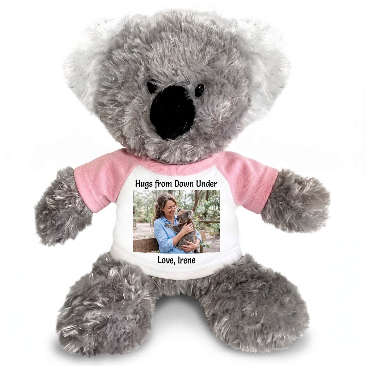 Personalized Stuffed Koala - 12" Tubbie Wubbies Koala with Photo and/or Text - Pink Shirt
