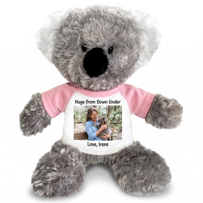 Personalized Stuffed Koala - 12" Tubbie Wubbies Koala with Photo and/or Text - Pink Shirt