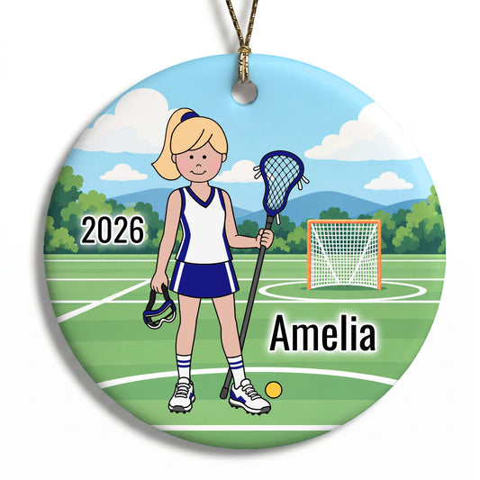 Lacrosse Girl Personalized Christmas Ornament