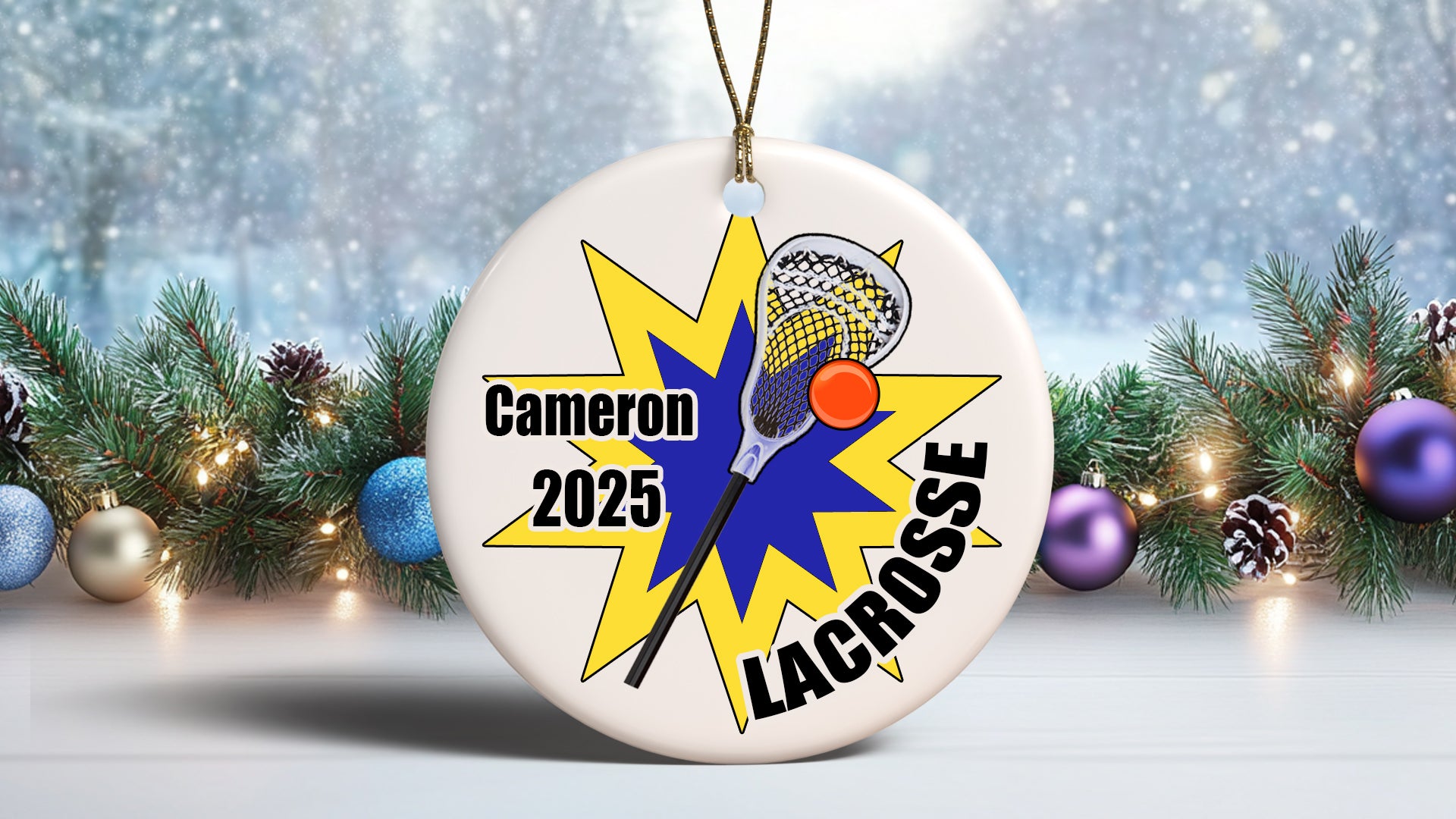 Lacrosse Personalized Christmas Ornament