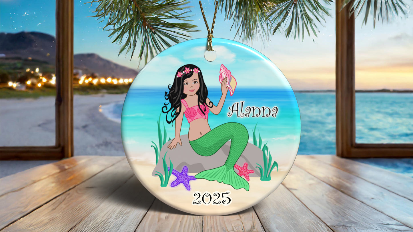 Mermaid Personalized Christmas Ornament