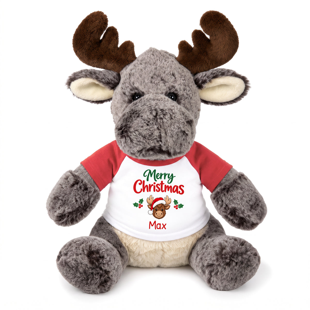 Personalized Christmas Stuffed Moose - 11 Inch Plush Milo Moose