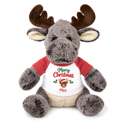 Personalized Christmas Stuffed Moose - 11 Inch Plush Milo Moose