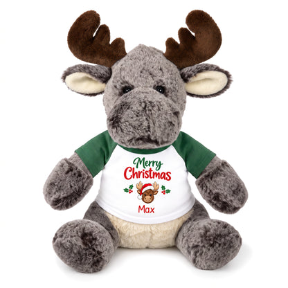 Personalized Christmas Stuffed Moose - 11 Inch Plush Milo Moose