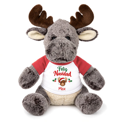 Personalized Christmas Stuffed Moose - 11 Inch Plush Milo Moose