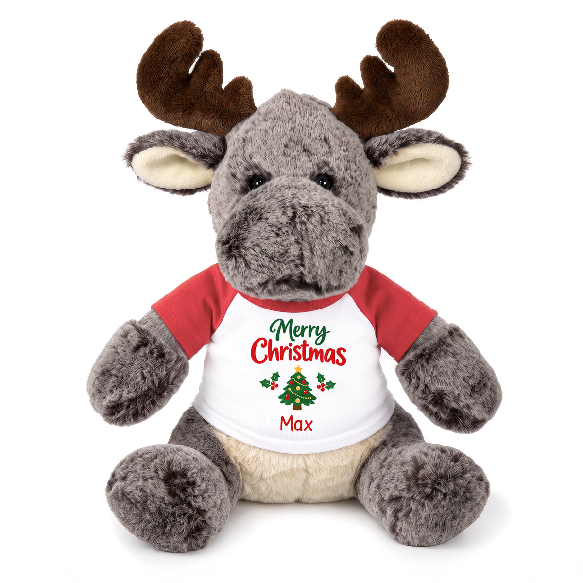 Personalized Christmas Stuffed Moose - 11 Inch Plush Milo Moose