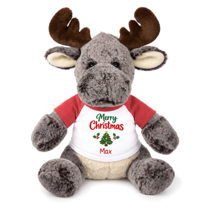 Personalized Christmas Stuffed Moose - 11 Inch Plush Milo Moose