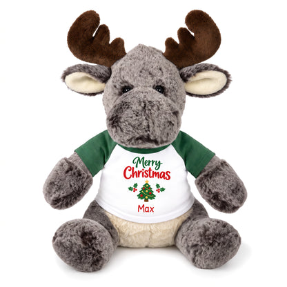Personalized Christmas Stuffed Moose - 11 Inch Plush Milo Moose