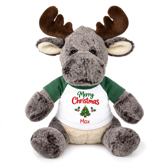 Personalized Christmas Stuffed Moose - 11 Inch Plush Milo Moose