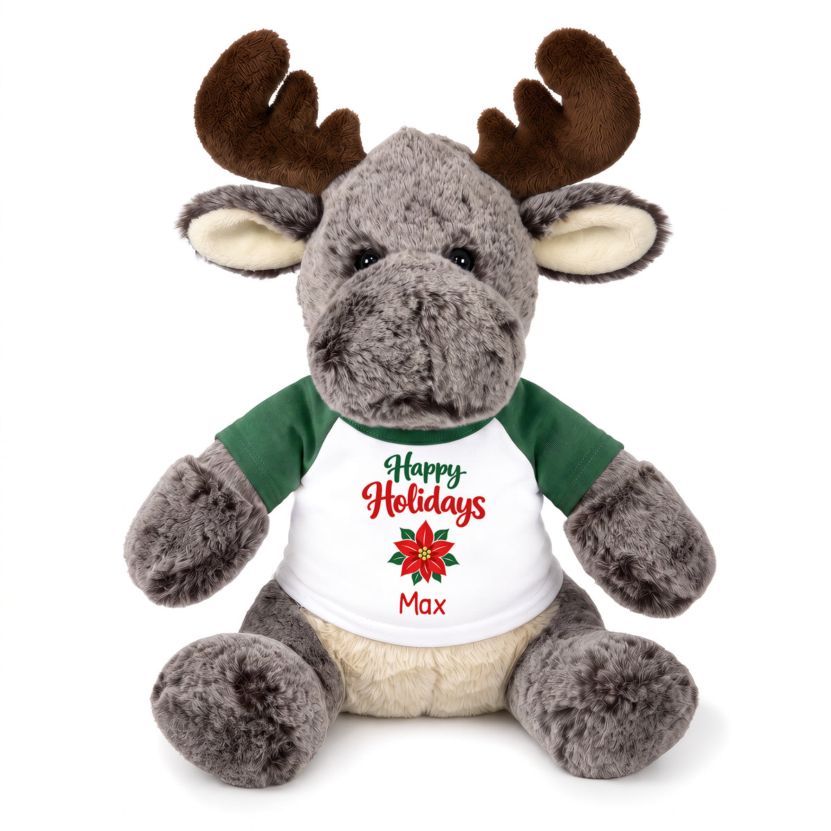 Personalized Christmas Stuffed Moose - 11 Inch Plush Milo Moose