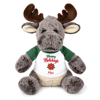Personalized Christmas Stuffed Moose - 11 Inch Plush Milo Moose