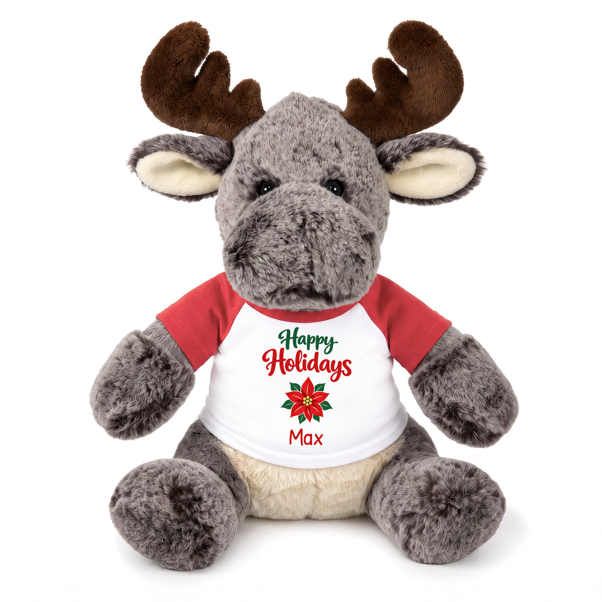 Personalized Christmas Stuffed Moose - 11 Inch Plush Milo Moose