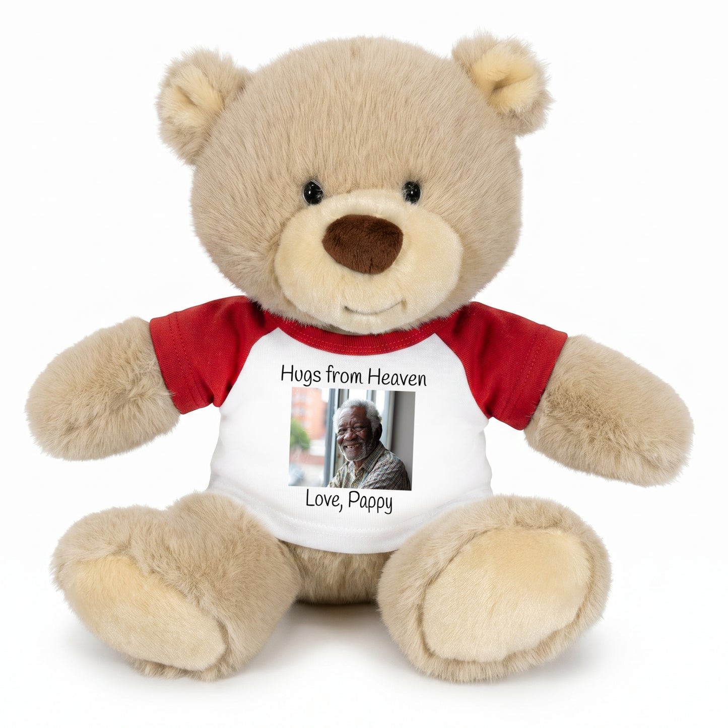 Personalized Memorial Teddy Bear - 10 Inch Tan Nuzzles Bear - Red