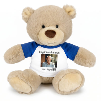 Personalized Memorial Teddy Bear - 10 Inch Tan Nuzzles Bear - Royal Blue