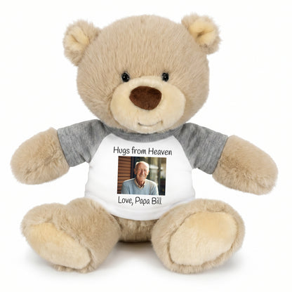 Personalized Memorial Teddy Bear - 10 Inch Tan Nuzzles Bear - Grey