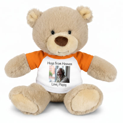 Personalized Memorial Teddy Bear - 10 Inch Tan Nuzzles Bear - Orange