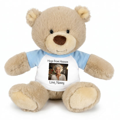 Personalized Memorial Teddy Bear - 10 Inch Tan Nuzzles Bear - Light Blue